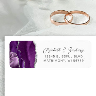 Agate Purple Silver Wedding Return Address