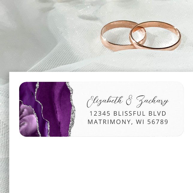 Agate Purple Silver Wedding Return Address (Creator Uploaded)