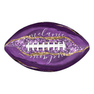 Agate Purple Violet Gold Glitter Geode Custom Name American Football