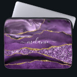 Agate Purple Violet Gold Glitter Geode Custom Name Laptop Sleeve<br><div class="desc">Agate Purple Violet Gold Glitter Geode Custom Name Sparkle Marble Personalised Birthday - Anniversary or Wedding Gift / Suppliest - Add Your Name - Text or Remove - Make Your Special Gift - Resize and move or remove and add text / elements with customisation tool. Design by MIGNED. Please see...</div>