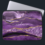 Agate Purple Violet Gold Glitter Geode Custom Name Laptop Sleeve<br><div class="desc">Agate Purple Violet Gold Glitter Geode Custom Name Sparkle Marble Personalised Birthday - Anniversary or Wedding Gift / Suppliest - Add Your Name - Text or Remove - Make Your Special Gift - Resize and move or remove and add text / elements with customisation tool. Design by MIGNED. Please see...</div>