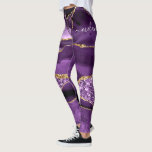 Agate Purple Violet Gold Glitter Geode Custom Name Leggings<br><div class="desc">Agate Purple Violet Gold Glitter Geode Custom Name Sparkle Marble Personalised Birthday - Anniversary or Wedding Gift / Suppliest - Add Your Name - Text or Remove - Make Your Special Gift - Resize and move or remove and add text / elements with customisation tool. Design by MIGNED. Please see...</div>