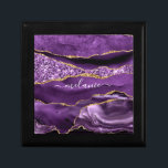 Agate Purple Violet Gold Glitter Geode Your Name Gift Box<br><div class="desc">Agate Purple Violet Gold Glitter Geode Custom Name Sparkle Marble Personalised Birthday - Anniversary or Wedding Gift / Suppliest - Add Your Name - Text or Remove - Make Your Special Gift - Resize and move or remove and add text / elements with customisation tool. Design by MIGNED. Please see...</div>