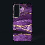 Agate Purple Violet Gold Glitter Marble Your Name Samsung Galaxy Case<br><div class="desc">Agate Purple Violet Gold Glitter Geode Custom Name Sparkle Marble Personalised Birthday - Anniversary or Wedding Gift / Suppliest - Add Your Name - Text or Remove - Make Your Special Gift - Resize and move or remove and add text / elements with customisation tool. Design by MIGNED. Please see...</div>