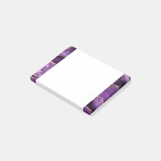Agate Purple Violet Gold Glitter Post-it Notes (Angled)