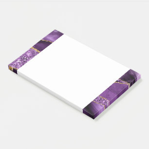 Agate Purple Violet Gold Glitter Sticky Notes