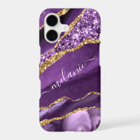 Agate Purple Violet Gold Glitter Your Name