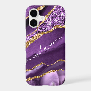 Agate Purple Violet Gold Glitter Your Name
