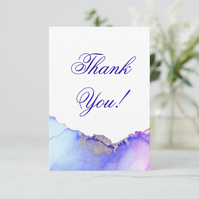 Agate Purple Wedding Thank You Card (Standing Front)