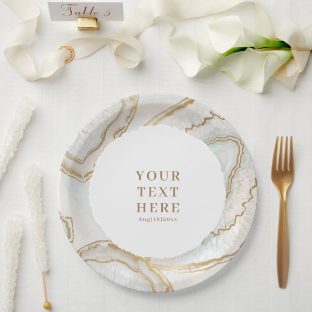 Agate Quartz Texture Paper Plate (Wedding)