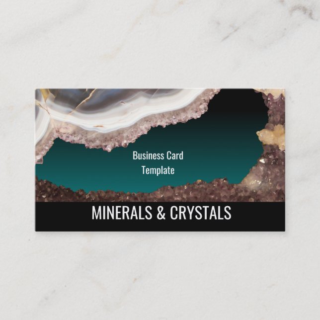 Agate Rock Geode Amethyst Crystals Business Card (Front)