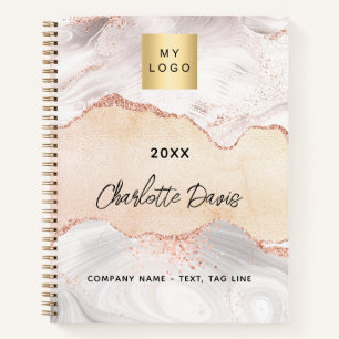Agate rose gold business logo elegant notebook