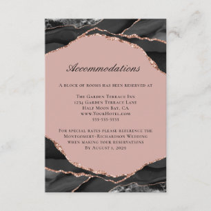 Agate Rose Gold Foil Wedding Accommodations Enclosure Card