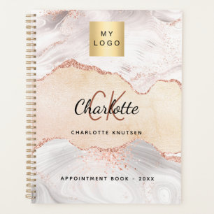 Agate rose gold monogram logo business 2025 planner