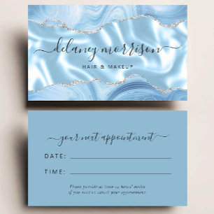 Agate Silk Blue Luxury Stylist Appointment Business Card