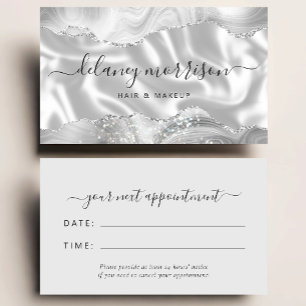 Agate Silk Gray White Luxury Stylist Appointment Business Card