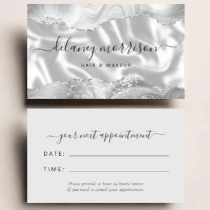Agate Silk Gray White Luxury Stylist Appointment Business Card