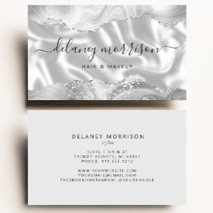 Agate Silk Grey White Luxury Business Card