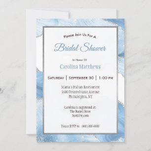 Agate Silver Blue Geode Bridal Shower Invitation