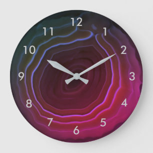 Agate slice pink stone clock with numbers.