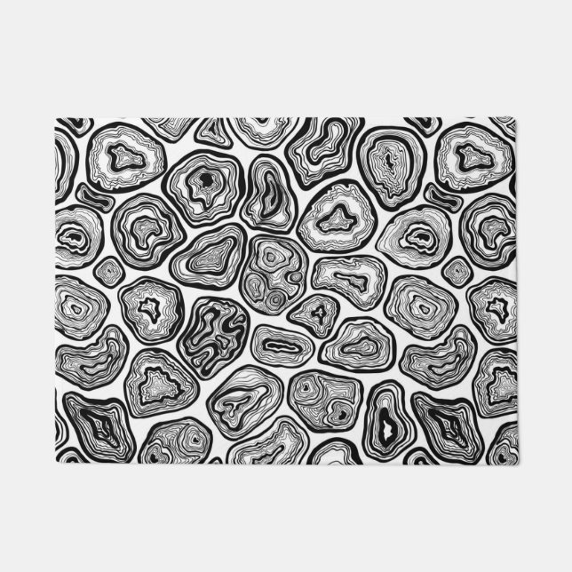 Agate slices in black and white doormat (Front)