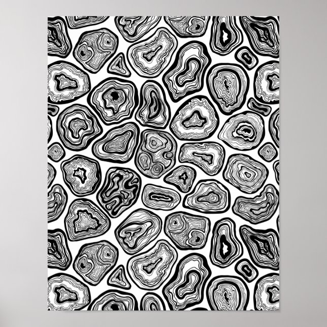 Agate slices in black and white poster (Front)