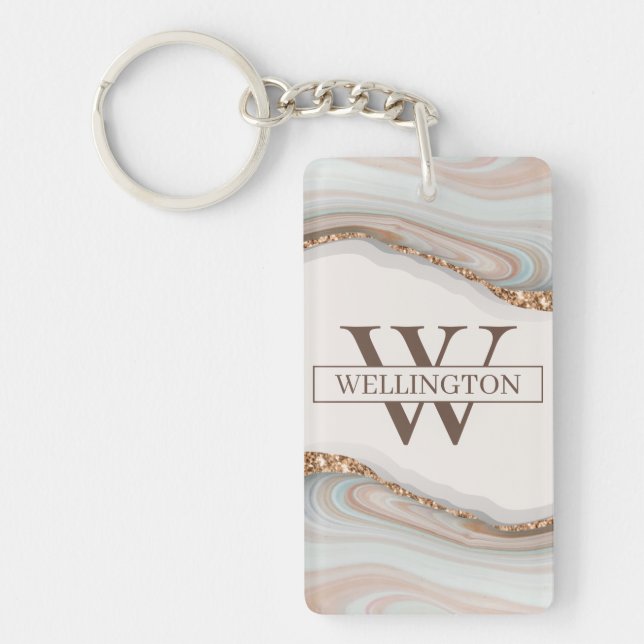 Agate Stone Marble Acrylic Keychain (Front)