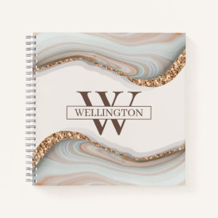 Agate Stone Marble Monogram Name Notebook