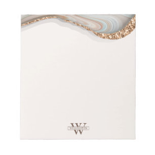 Agate Stone Marble Monogram Name Notepad