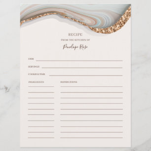 Agate Stone Marble Name Recipe Card