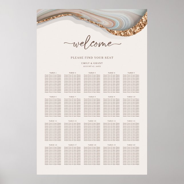 Agate Stone Marble Seating Chart (Front)