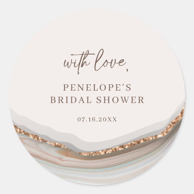 Agate Stone Marble With Love Classic Round Sticker (Front)