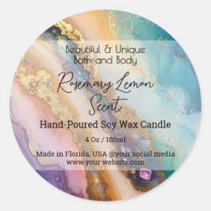Agate Swirl Bottle Candle Jar Product Label