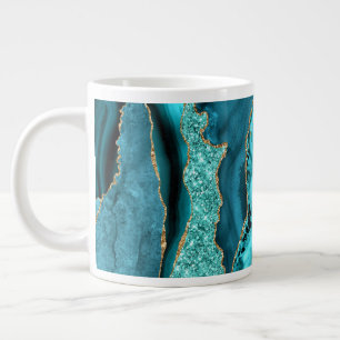 Agate Teal Blue Gold Aqua Turquoise Coffee Mug