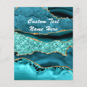 Agate Teal Blue Gold Aqua Turquoise Custom Text Flyer
