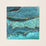 Agate Teal Blue Gold Glitter Aqua Turquoise Scarf<br><div class="desc">Scarf with Agate Teal Blue Gold Glitter Marble Aqua Turquoise Geode Customisable Gift - or Add Your Name / Text - Make Your Special Scarves Gift ! Resize and move or remove / add text / elements with Customisation tool ! Design by MIGNED ! Please see my other projects /...</div>