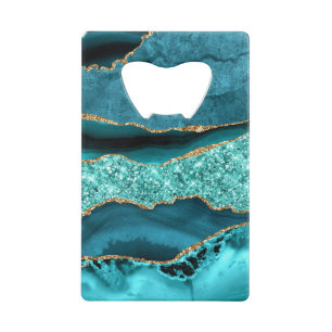 Agate Teal Blue Gold Glitter Marble Aqua Turquoise
