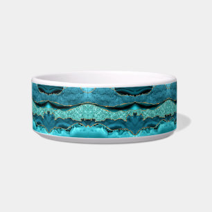 Agate Teal Blue Gold Glitter Marble Aqua Turquoise Bowl