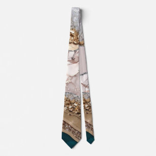 Agate Teal Blue Gold Glitter Marble Aqua Turquoise Tie
