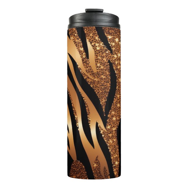 Agate Tiger Glitter Thermal Tumbler 12oz (Front)