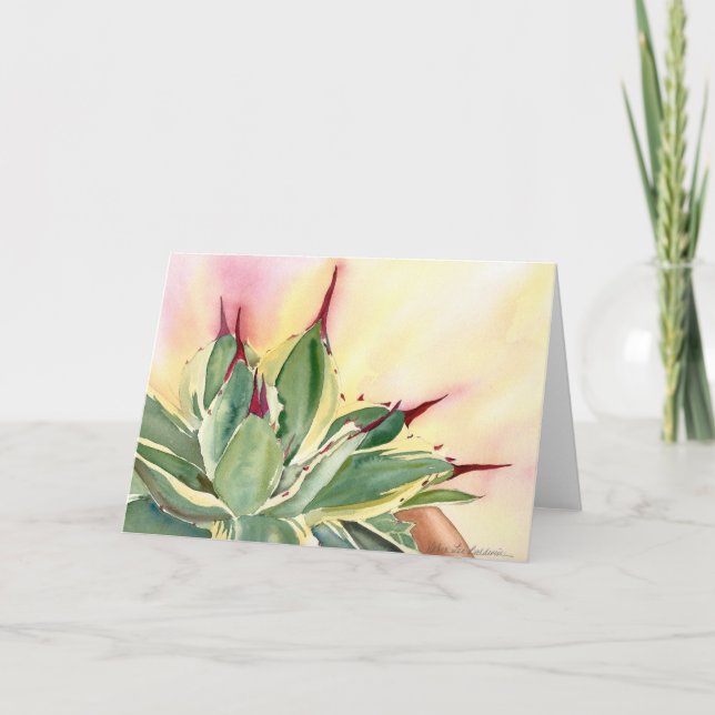 Agave 'Cream Spike' watercolor, Debra Lee Baldwin Card (Front)