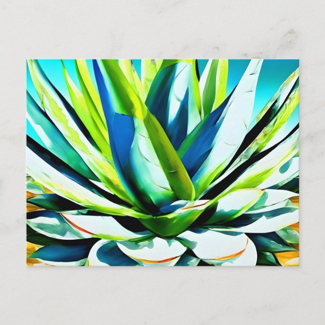 Agave green plant with blue sky postcard (Front)