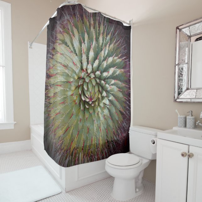 Agave Photo Green Purple Shower Curtain (In Situ)