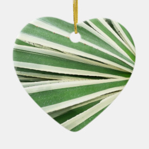 Agave Plant Green and White Striped Ceramic Tree Decoration