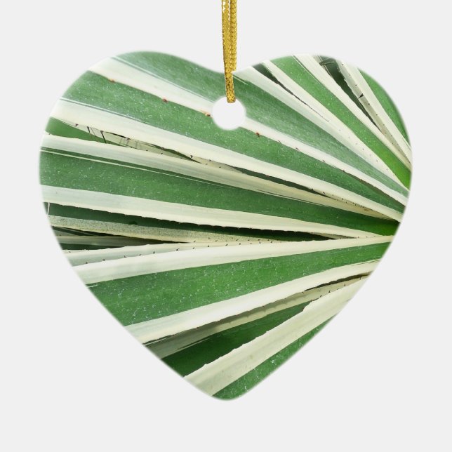 Agave Plant Green and White Striped Ceramic Tree Decoration (Front)