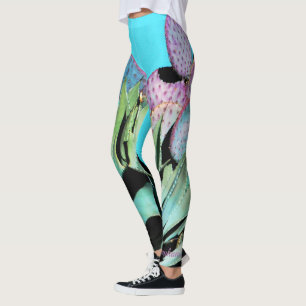 Agave, Purple Cactus, Turquoise, Personalised Name Leggings