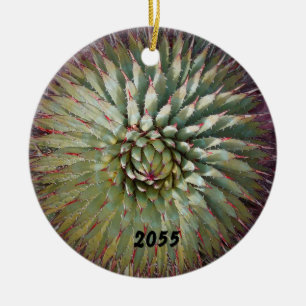 Agave Spikes Green and Purple Holiday Ceramic Tree Decoration