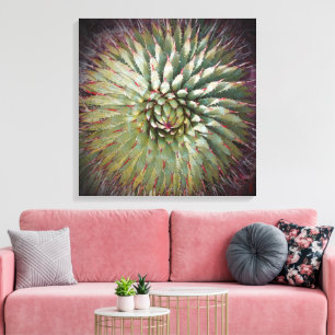 Agave Spikes Green Fine Art Square Canvas Print