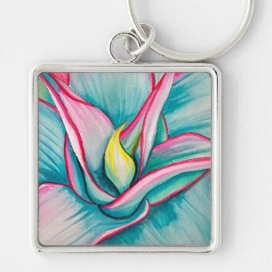 Agave succulent watercolor art  key ring