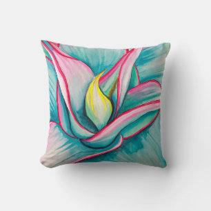 Agave watercolor succulent fine art cushion